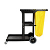 Alpine Industries 3-Shelf Janitorial Platform Cleaning PVC Cart with Yellow Vinyl Bag 463